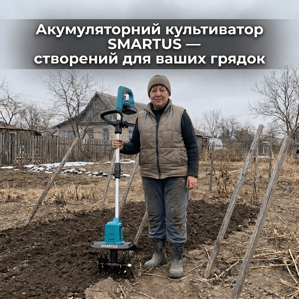 Акумуляторний культиватор у роботі