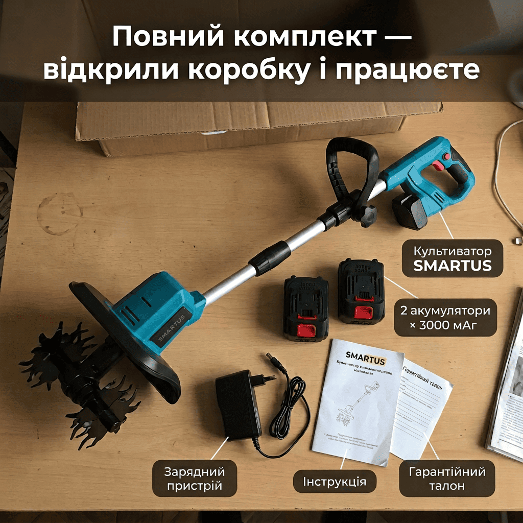 Комплектація акумуляторного культиватора